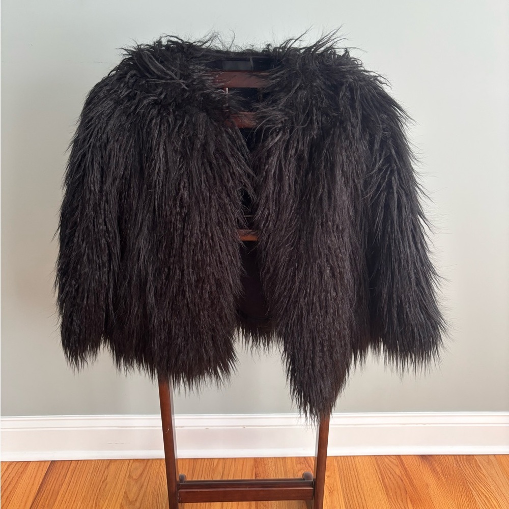 Theory Black Teddy Jacket Faux Fur